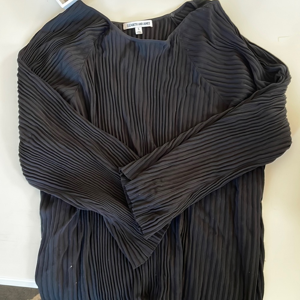 Elizabeth and James pleated black sweater